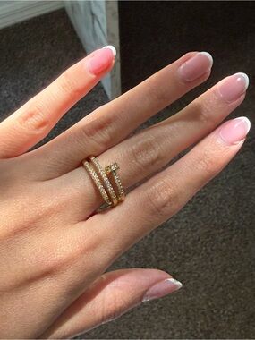 Nail diamond Gold Pavé Stackable Ring - Women Jewelry